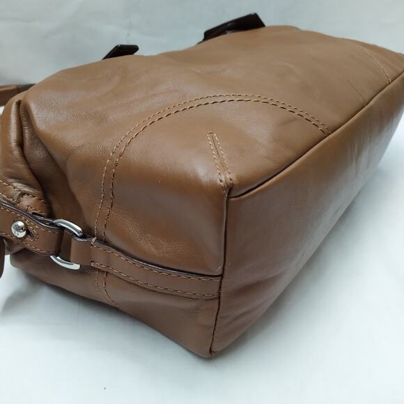 Coach Brown Soft Leather Double Handles Zipper Closure Satchel Shoulder Bag - Picture 8 of 16
